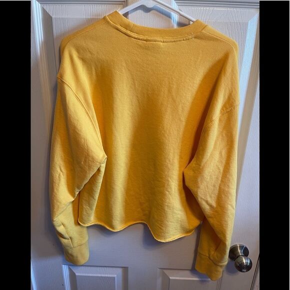 Victoria Secret Pink snap sleeved boyfriend cropped sweatshirt sz S - Picture 2 of 4